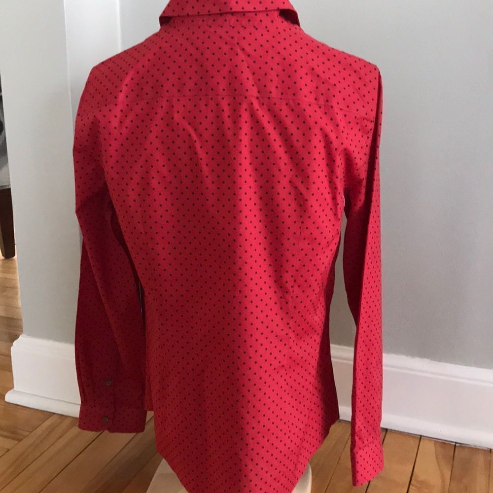 Talbots Red/Black Polka Dot Button Front Shirt. 8p - image 5
